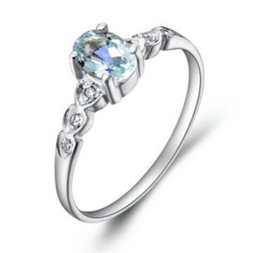 925 Sterling Silber Ring Schmuck mit blauem Topas